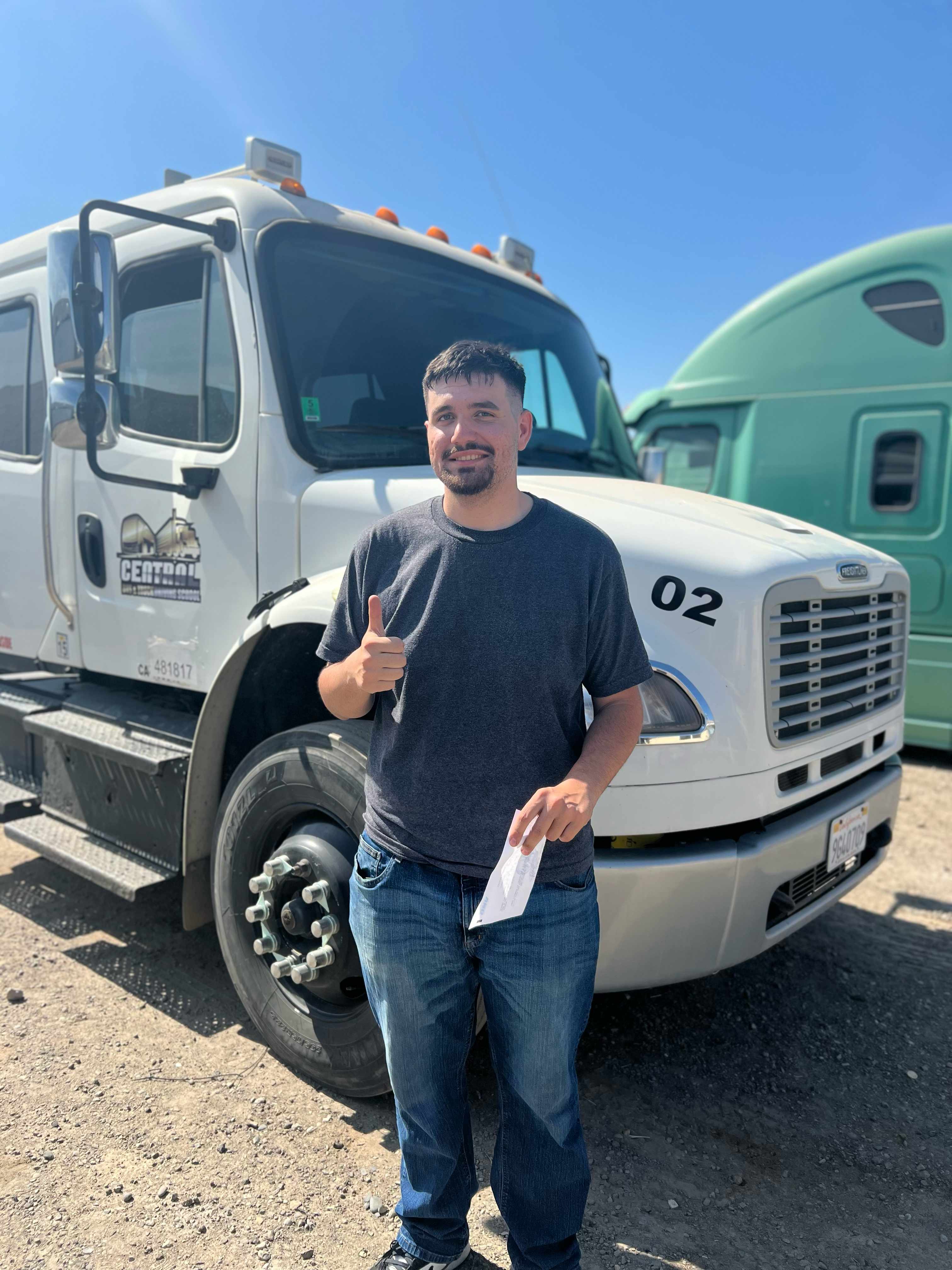 Another successful CDL graduate with Central training truck